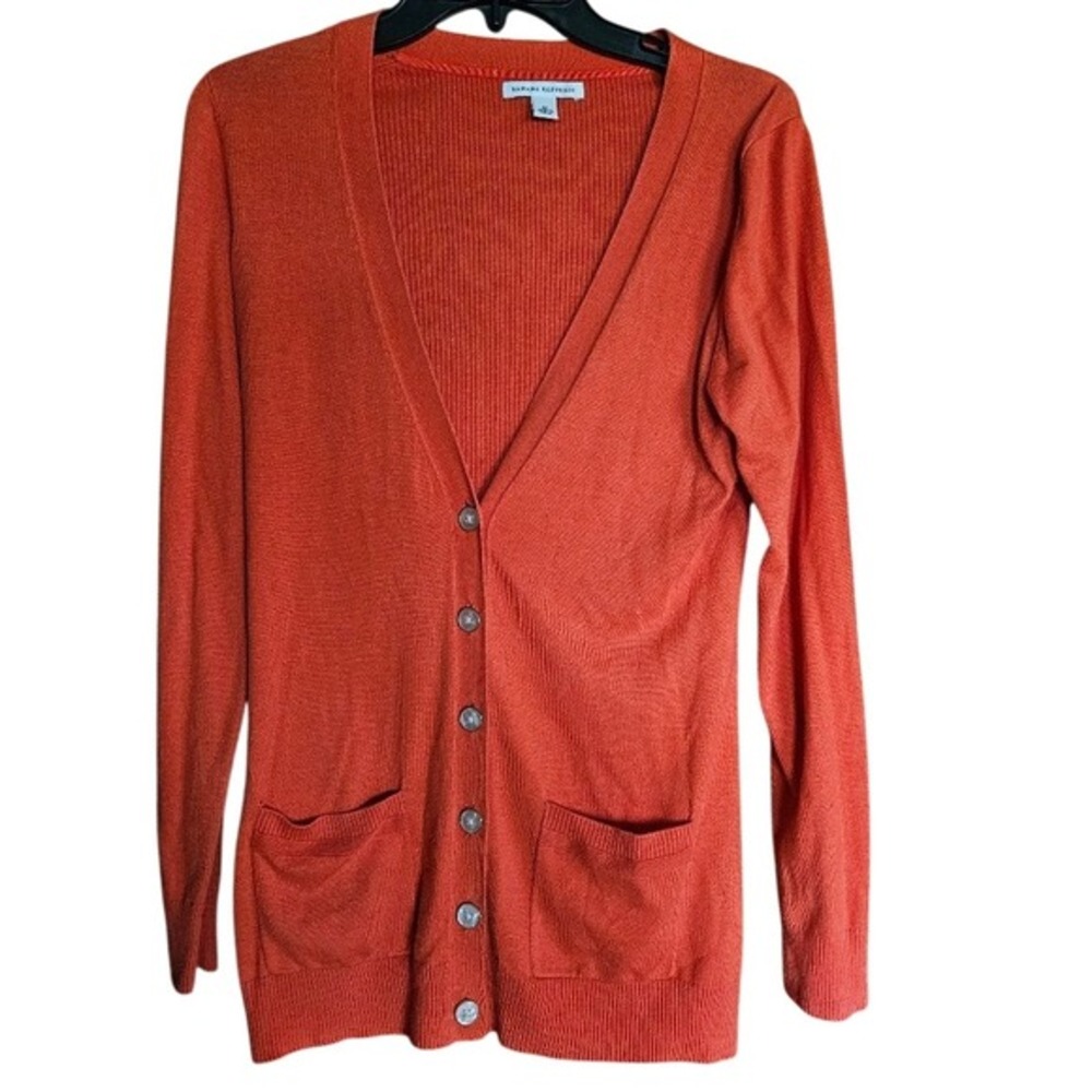 Banana Republic Orange Button Cardigan Medium Cotton Blend V-Neck Pockets M